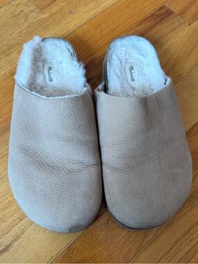 MADEWELL Women’s Beige The Layne Clog Mule in Nubuck and Shearling Size 6